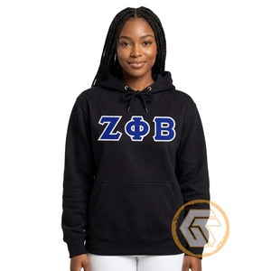 GREEK TREASURES, Sudadera con Capucha de Algodón Transpirable para Mujer, con Logotipo Personalizado Bordado de Zeta Phi Beta, Nueva Llegada - Product Image 1