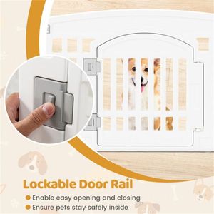 Recinto per Animali Domestici in HDPE Bianco, Design a 6 Pannelli, Porta 18"x18.5", Peso Netto 21.5 Libbre, Stili Esagonali/Rettangolari/a Forma di Casa per Viaggi e Giardino - Product Image 6