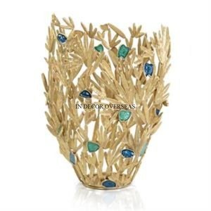 Bronze Finish Handmade Stylish Designer Superior Quality Metal Vases For Wedding And <b>Parties</b> <b>Table</b> Centerpiece Decoration Supply - Product Image 3