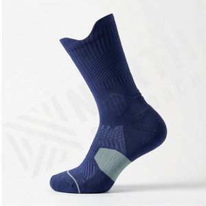 Crew <b>Socks</b> Solid Blue Breathable Polyester Spandex <b>Running</b> <b>Socks</b> for Adults Spring Season Athletic Wear - Product Image 3