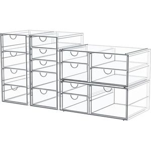 Organisateur de maquillage à 16 tiroirs, ensemble de 4 pièces pour le bureau et les fournitures de bureau - Product Image 1