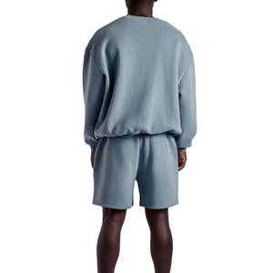 Ensemble de survêtement 2 pièces pour homme, style streetwear, en molleton de coton, avec sweat à capuche et short, léger, pour la détente - Product Image 2