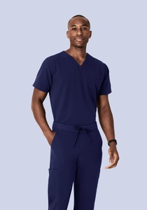 Men's V Neck Medical <b>Scrub</b> Set Hospital <b>Uniform</b> ODM 4 Way Stretch Woven Breathable Washable Wrinkle Resistant Nursing - Product Image 2