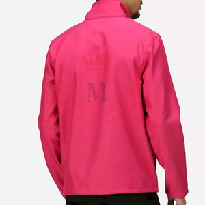<b>Men's</b> Pink Windproof PU <b>Jacket</b> Stand Collar Zipper Closure Casual Outdoor Wear Autumn Regular Fit Solid Color <b>Lightweight</b> Fabric - Product Image 4