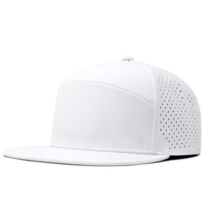 Light Blue Breathable Mesh Snapback <b>Cap</b> <b>Men's</b> Casual Solid Color <b>Flat</b> Brim Hat Woven Fabric Design - Product Image 2