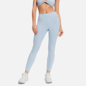 Leggings de yoga et de sport pour femme, 100% coton, unis, respirants, avec poche, extensibles dans les quatre sens, haute qualité, personnalisables - Product Image 6