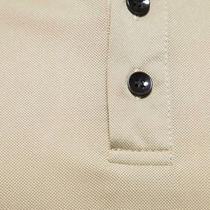 เสื้อโปโลชายสีเบจลายทาง แขนสั้น ผ้าถัก สไตล์ลำลอง ระบายอากาศได้ดี - Product Image 5
