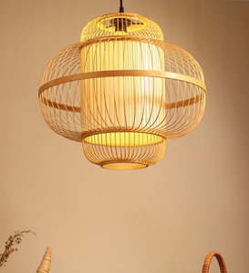 Modern Bamboo Pendant <b>Light</b> Handmade Rattan Hanging Lamp Scandinavian <b>Ceiling</b> <b>Light</b> Boho <b>Wicker</b> Pendant Lamp - Product Image 4