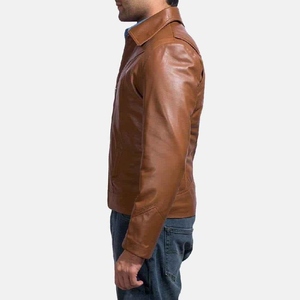 Trendy Street Style Leather Winter <b>Jacket</b> Men <b>Slim</b> <b>Fit</b> PU Leather Coat Brown Black Goatskin Casual Fashion Winter <b>Jacket</b> - Product Image 6