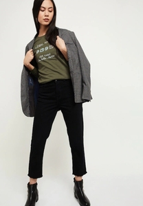 Sudadera de Cuello Redondo Verde Oliva para Mujer, Diseño de Letras con Lentejuelas y Estampado Metálico, Ropa Casual de Otoño - Product Image 3