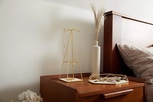 Gold Metal Triangle Jewelry Stand with Sleep Mask Holder Modern <b>Vanity</b> Organizer Decorative Accessories Display Rack - Product Image 3