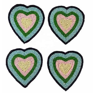 Juego de posavasos con forma de flor de alta calidad, 4 posavasos con cuentas de vidrio para bebidas, posavasos para decoración de mesa de café, precio al por mayor - Product Image 3