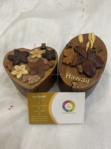 Cajas de rompecabezas de joyería de madera hawaiana-Caja de joyería de rompecabezas de madera Plumeria diseño Hawaiano-Caja de rompecabezas de madera de cuerno francés Intarsia - Product Image 4