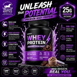 Protéine de lactosérum isolée Halal Elma Food en poudre 1 kg, complément pour la croissance et la récupération musculaire des adultes, formule faible en sucre - Product Image 1