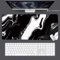 Tapis de souris de jeu XXL, tapis de bureau en marbre noir et blanc, grand tapis de clavier antidérapant en caoutchouc 900x400mm