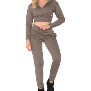 Ensemble de survêtement polaire à capuche pour femme, taille plus, décontracté, mi-lourd, respirant, hiver, avec cordon de serrage, personnalisé, vente en gros - Product Image 5