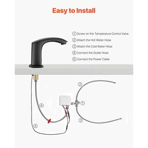 Rubinetto per Lavabo Bagno Senza Contatto con Sensore di Movimento Automatico, Miscelatore Regolabile per WC, Funzionamento a Batteria, con Copertura - Product Image 5