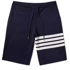 <b>Men's</b> <b>Navy</b> Striped Mid Waist Drawstring Elastic <b>Jogger</b> Shorts with Side Pocket Casual Sports - Product Image 2