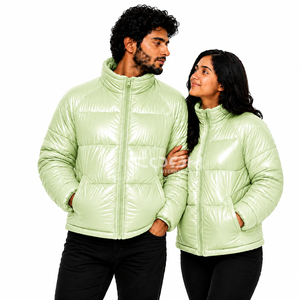 Veste matelassée personnalisée Cosh International avec logo, col montant, fermeture éclair, vert clair, manteau chaud d'hiver pour femmes - Product Image 4