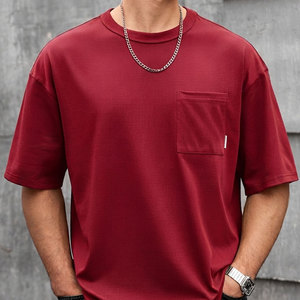 T-shirts de sport pour hommes de couleur rouge magnifique, surdimensionnés, respirants, confortables, durables, en polyester, personnalisables - Product Image 3