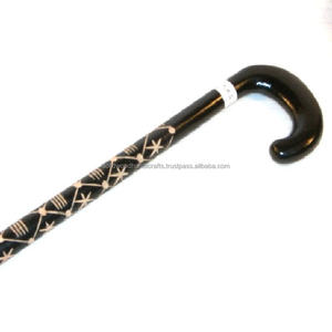 Wooden <b>Walking</b> <b>Stick</b> With Decorative Brass Handle Designer Black Wood Cane 36"Old <b>Men</b> & Women Daily Use - Product Image 2
