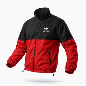 Custom High Quality Men’s Sports Track Jacket <b>Windbreaker</b> Training Two Tone Red <b>Black</b> Jacket Polyester Athletic Teamwear Jacket - Product Image 1