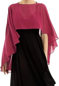 ผ้าคลุมไหล่ชีฟองแบบสั้นด้านหน้า - ยาว 15 นิ้ว, ด้านหลังยาว - 30 นิ้ว - Product Image 3
