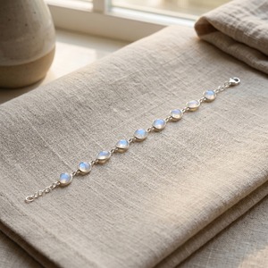 Natural Rainbow Moonstone Classic Bracelet 925 Sterling Silver Adjustable Link Gemstone Jewelry Minimalist Dainty <b>Gift</b> For Her - Product Image 6