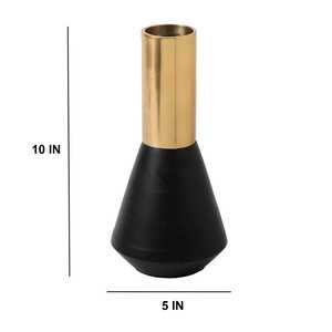 Jarrón Decorativo Moderno y Elegante en Negro y Dorado, 10 Pulgadas de Alto, Metal de Alta Calidad - Product Image 1