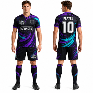 Nuevo Uniforme de Fútbol Estampado, Construcción de Malla de Poliéster Avanzada, Secado Rápido, Transpirable, Atlético, Profesional, Cómodo - Product Image 1