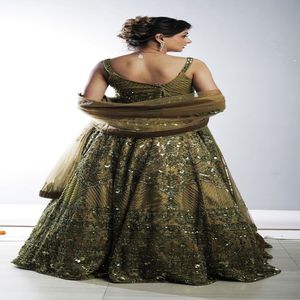 Women Olive Green Embroidered Lehenga Choli, Bridal Heavy Wedding Party Wear Dress, Dupatta | India Export Quality Premium Setup - Product Image 3