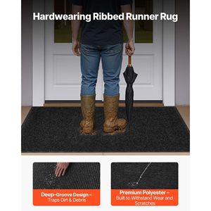 Tapis de porte d'entrée de qualité commerciale 5 x 3 pieds, tapis industriel rayé élégant avec support en PVC robuste pour une utilisation intérieure et extérieure - Product Image 3