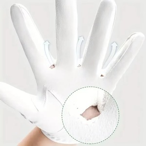Gants de golf pour homme en cuir de chèvre blanc respirant de haute qualité, main droite, taille S, à enfiler, logo personnalisable pour le sport - Product Image 3