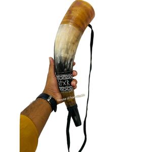 Cuerno para Beber Estilo Amor, Pulido a Mano, Material Orgánico Ecológico, Souvenir con Soporte de Cuero, Decoración para Colgar en la Pared - Product Image 1