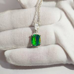 Green Rainbow Opal Vintage Engagement Pendant Necklace 925 Sterling <b>Silver</b> Handmade NIKHIL GEMS Third Party Certified Wholesale - Product Image 6