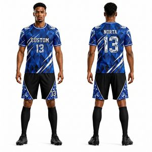 ชุดเสื้อฟุตบอลลายธงชาติสหรัฐอเมริกา แบบซับลิเมชั่น ผ้าตาข่ายโพลีเอสเตอร์ แห้งเร็ว ชุดกีฬาฟุตบอลพร้อมกางเกงขาสั้น สำหรับการแข่งขันระหว่างประเทศ - Product Image 3