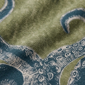 Men's <b>Olive</b> <b>Green</b> Octopus Graphic <b>T</b>-<b>Shirt</b> Vintage Washed Oversized Ocean Inspired Streetwear Tee - Product Image 6