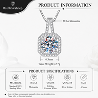 Collier pendentif en moissanite 1 carat taille coussin avec halo, en argent sterling 925, couleur D, pureté VVS1, idéal pour les vacances, les voyages, la côte, les journées ensoleillées, cadeau pour femme, bijoux raffinés