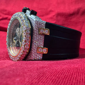 Reloj de Lujo de Alta Gama con Diseño Redondo, Oro VVS, Moissanita, Resistente al Agua, para Hombre, con Diamantes, Manecillas con Cristales, Reloj de Cuarzo, Compra al por Mayor - Product Image 1