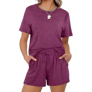 Conjunto de Dos Piezas de Algodón Acordonado de Alta Calidad para Mujer, Top Corto y Pantalones Cortos, Verano 2026 - Product Image 6