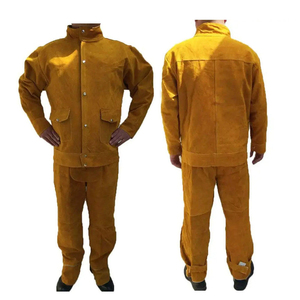 SW GROUP Brown Cowhide <b>Split</b> Leather ANSI/EN ISO CLASS 2 Waterproof Welding Safety Clothing Suit Working Jacket Coat <b>Trousers</b> - Product Image 1