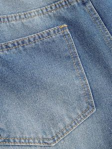 Vaqueros de mezclilla de mujer de cintura media, pierna ancha, largos, de algodón lavado a la piedra, estilo casual, azules, de corte regular, estilo primavera, con cinturón - Product Image 6