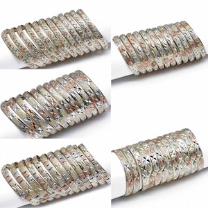 Wholesale Mix Design 14K 18K 24K Gold Plated Silver Plated 3 Tone Plated Brass Bangles Set, Traditional Bangles, Fashion Bangles - Product Image 5