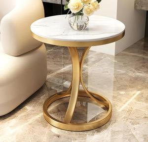 Modern Marble Top <b>Console</b> <b>Table</b> with <b>Gold</b> Metal Pedestal Base Living Room Accent Furniture - Product Image 2