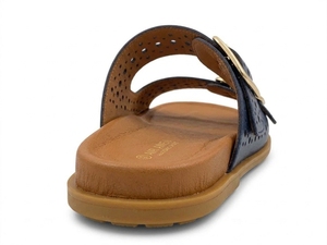 Sandalias Planas de Cuero Genuino Azul Marino, Punta Abierta, Cierre de Hebilla, Transpirables, Zapatos de Verano con Suela de Goma - Product Image 3