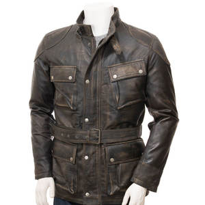 Chaqueta de Cuero Genuino para Hombre, Moda Urbana 2026, Cuello Alto, Impermeable, Cortavientos, Transpirable y Ligera - Product Image 1