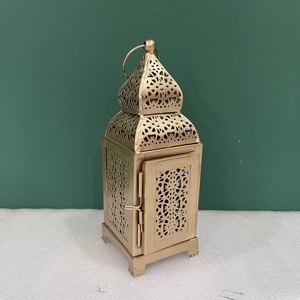 Artisan Design Decorative Iron Table <b>Lantern</b> candle holder <b>Gold</b> Finish L691 - Product Image 6