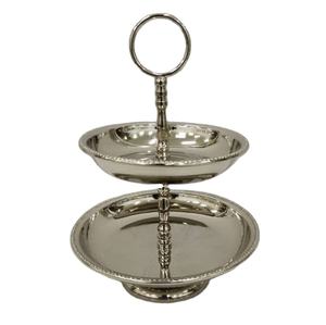 ถาดเสิร์ฟเค้กวันเกิดสีเงินดีไซน์ทันสมัยอุปกรณ์อบโลหะยืนเค้กสไตล์2ชั้นสำหรับบ้านโรงแรมปาร์ตี้ - Product Image 1