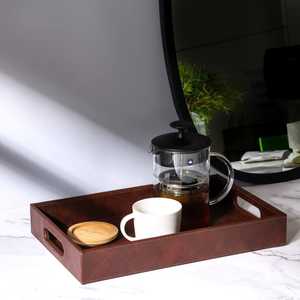 Plateau de service en similicuir Skill Artisan pour fromages, burgers, apéritifs, plateau de service alimentaire en similicuir, plateau décoratif en bois naturel - Product Image 4