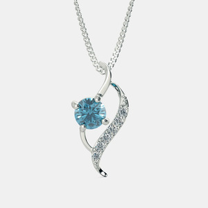 Collar con Colgante de Diamante Cultivado en Laboratorio con Topacio Azul y Oro Blanco - Product Image 1